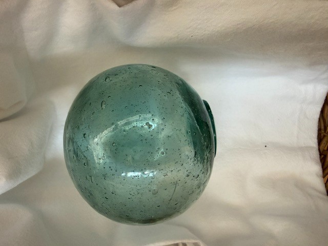 4 Vintage Hand Blown Heavy Glass Fishing Net Floats Aqua/Blue/Green 100 yrs old