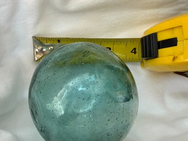 4 Vintage Hand Blown Heavy Glass Fishing Net Floats Aqua/Blue/Green 100 yrs old