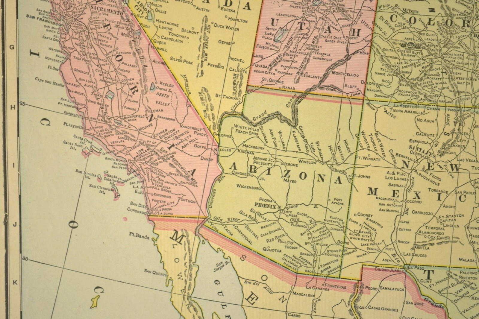 Antique UNITED STATES Map LARGE Original Indian Territory Vintage ca 1904