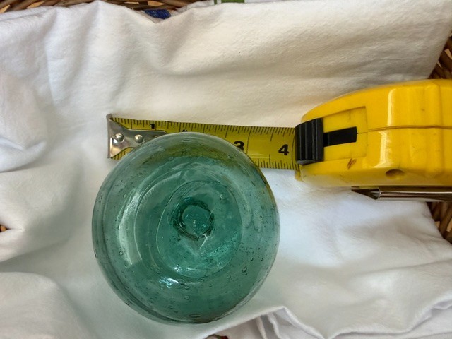 4 Vintage Hand Blown Heavy Glass Fishing Net Floats Aqua/Blue/Green 100 yrs old