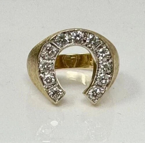 Men’s 1Ct Lab-Created Round Diamond Wedding Horseshoe Ring 14k YellowGold Plated