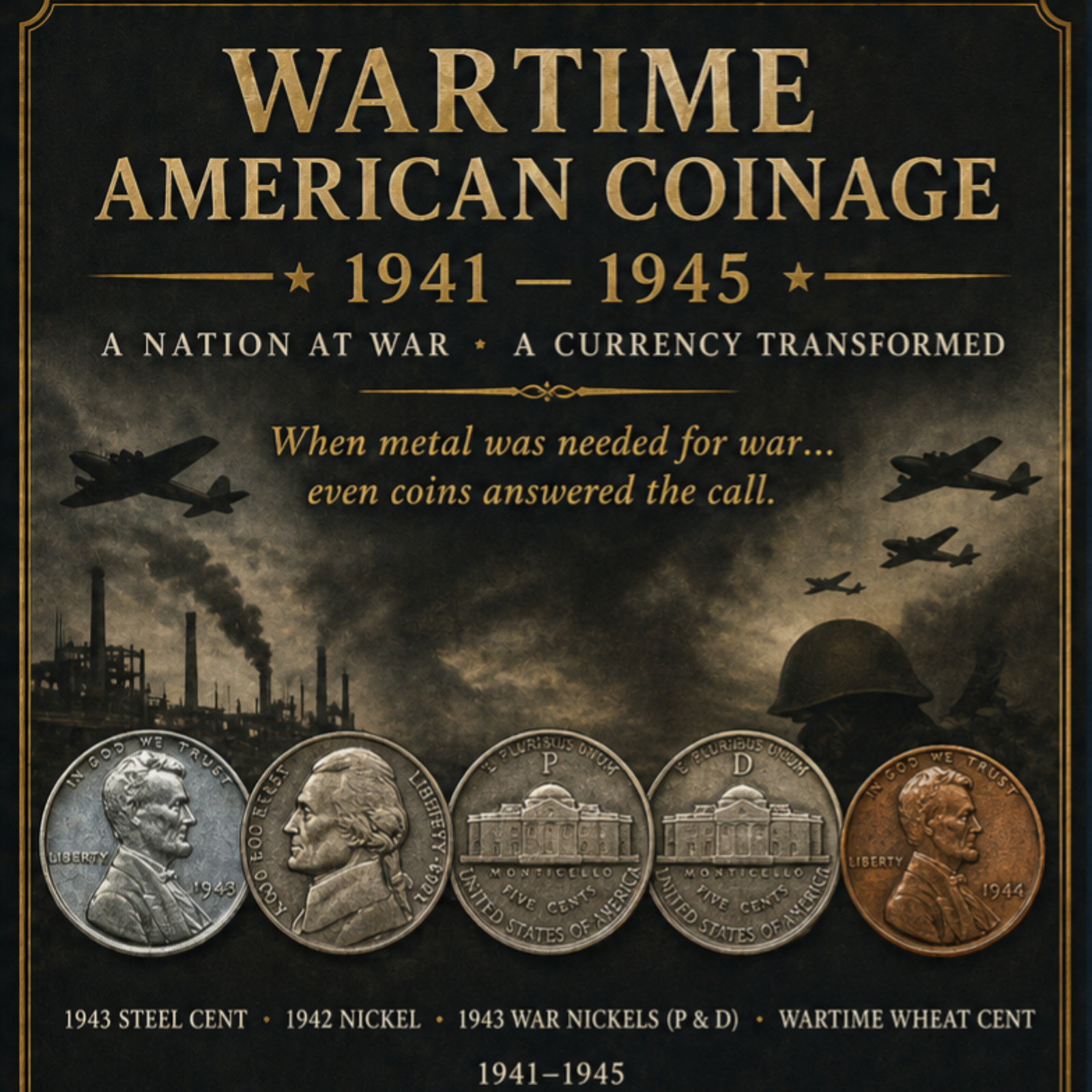 1945-D Jefferson War Nickel – 35% Silver WWII Issue – Large Mint Mark U.S. Coin