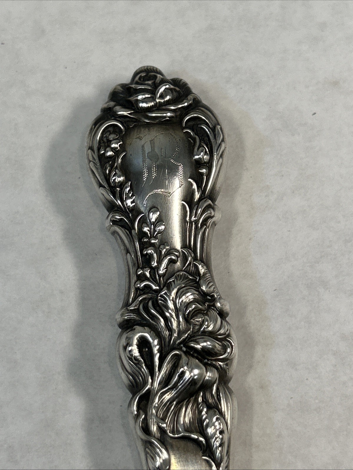 3pc 1902 Antique 1835 R Wallace Floral Meat Carving Set Knife Fork Hone MINTY!