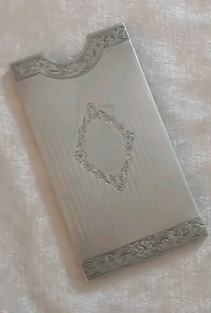 Vintage Sterling Silver Open Ended Card Case 1930s-1940s