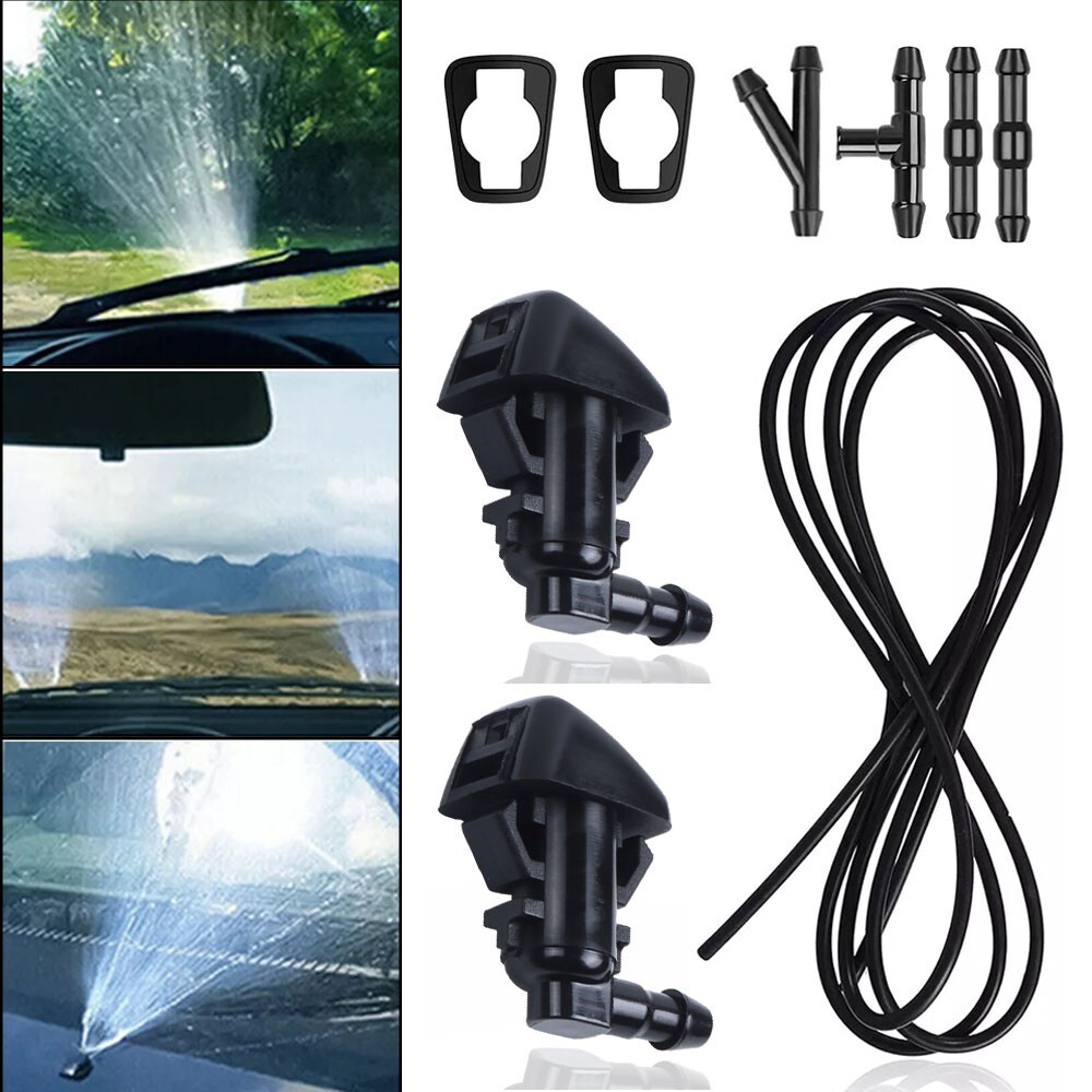 9pc Car Universal Windshield Washer Hose quirter Nozzle Spray Jet Kit Fluid Hose