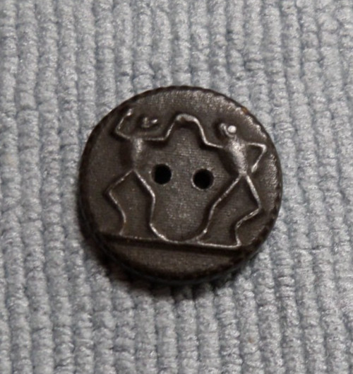 Rare 1851 Antique Goodyear Rubber Button Political Greenback Party Dancing Frogs