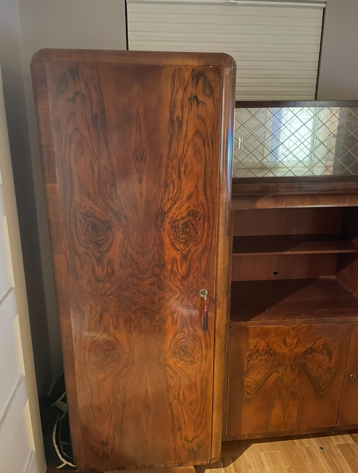 1930s Antique Art Deco Burl Wood Dresser