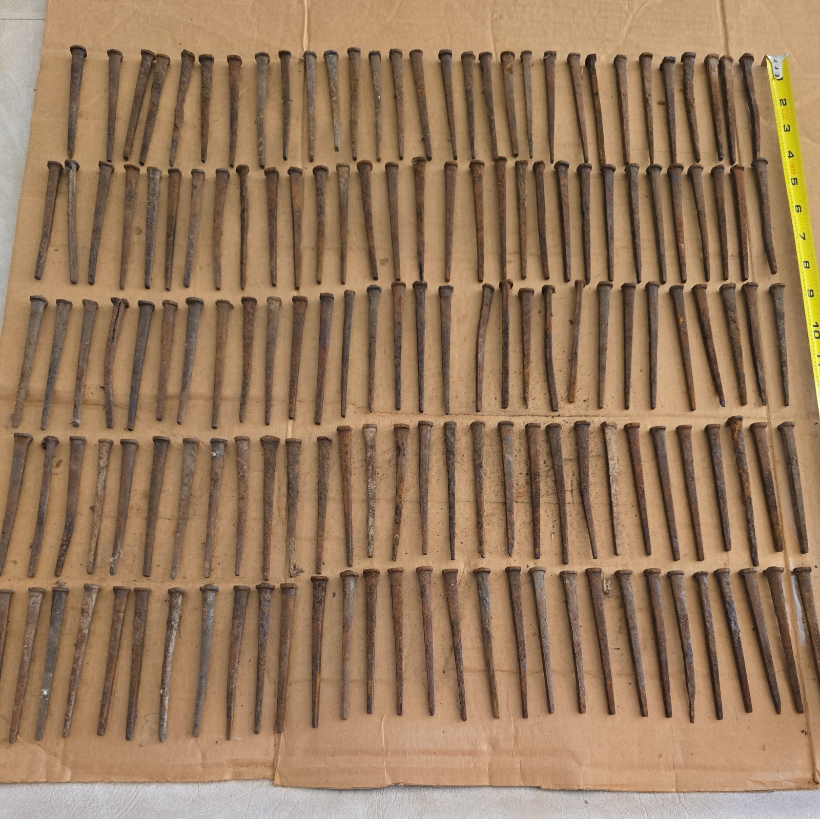 Vintage Lot of 150 Cut Square Head 4″ Nails Old Wisconsin Train Depot for craft