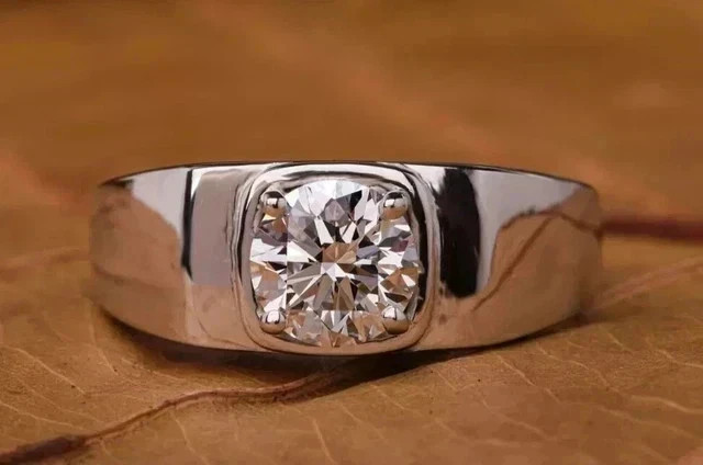 14K White Gold Plated 2Ct Round Cut Lab Created Diamond Men’s Engagement Ring