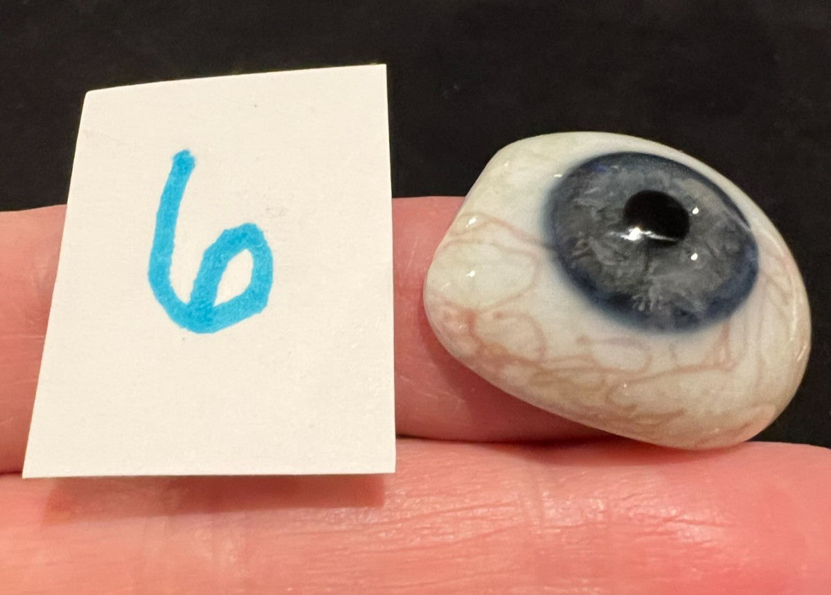 #5 Handblown Glass Dark Blue Gray Prosthetic Eye 1880-1939 MUELLER Lauscha Ger