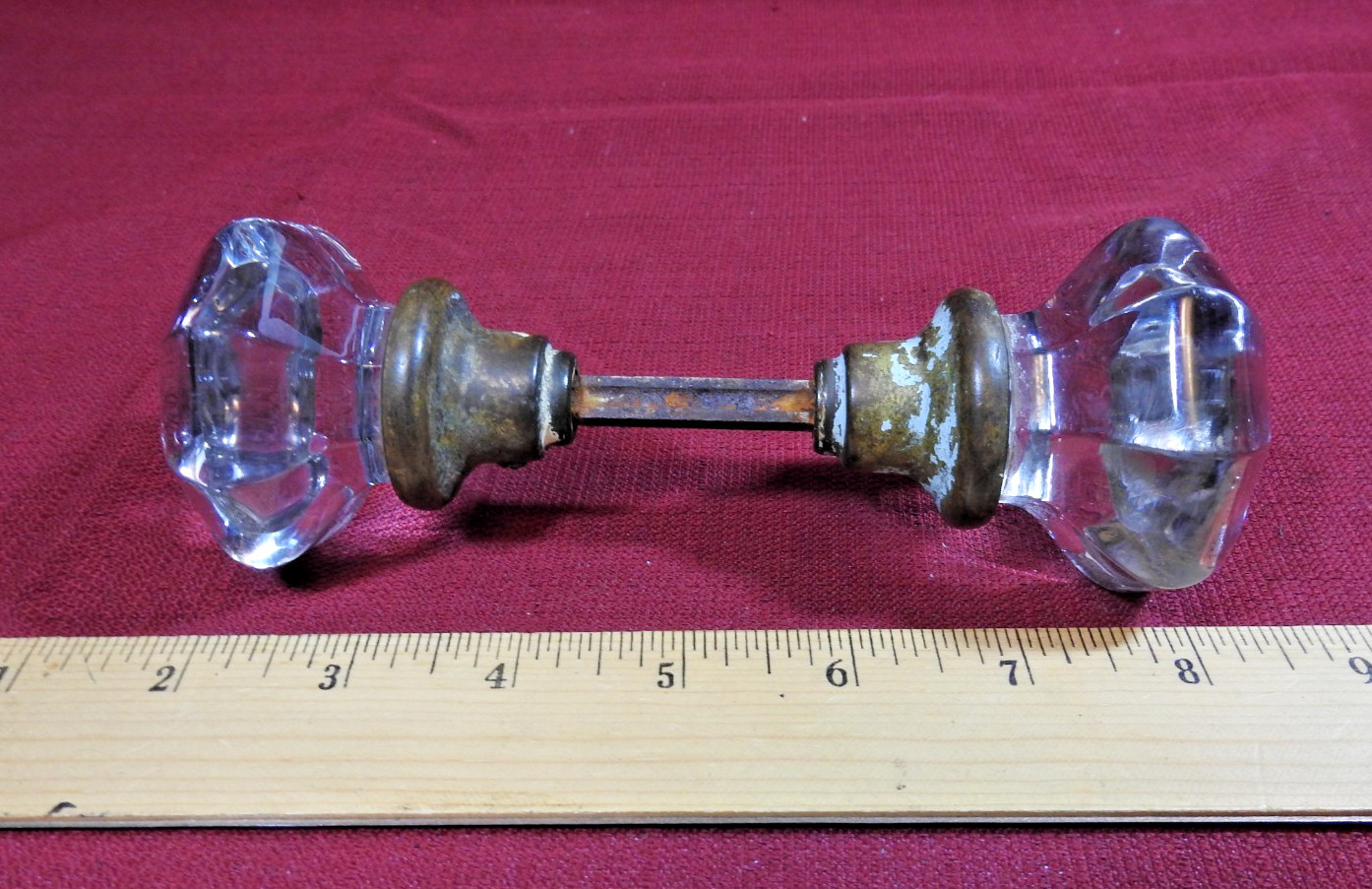 Vintage Glass Doorknobs 8 Point Lot Of 2 Knobs 1 Pair Home Accents
