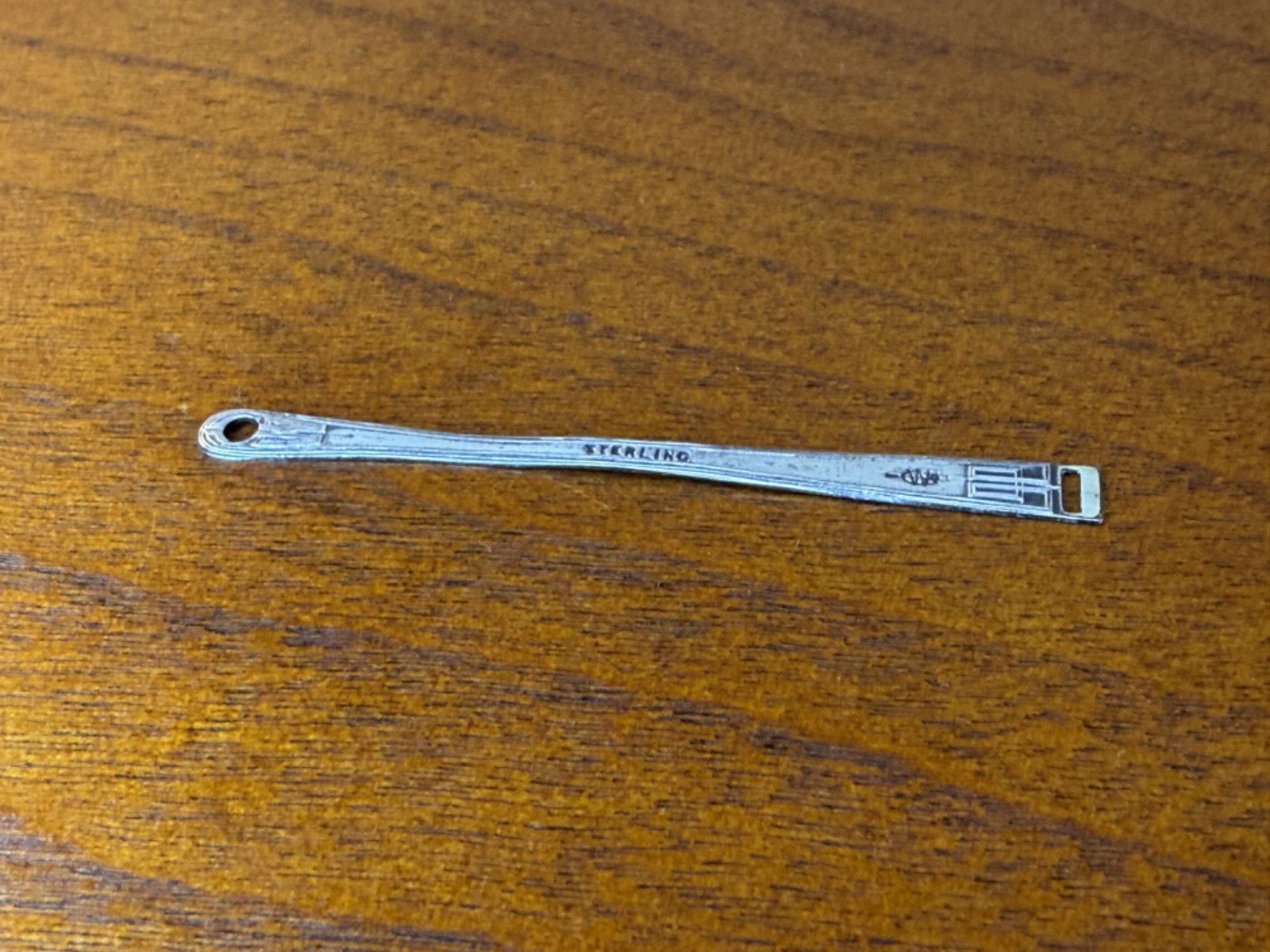 Antique Sterling Silver Ribbon Bodkin, Sewing Tool, Webster Co. Deco Greek Key