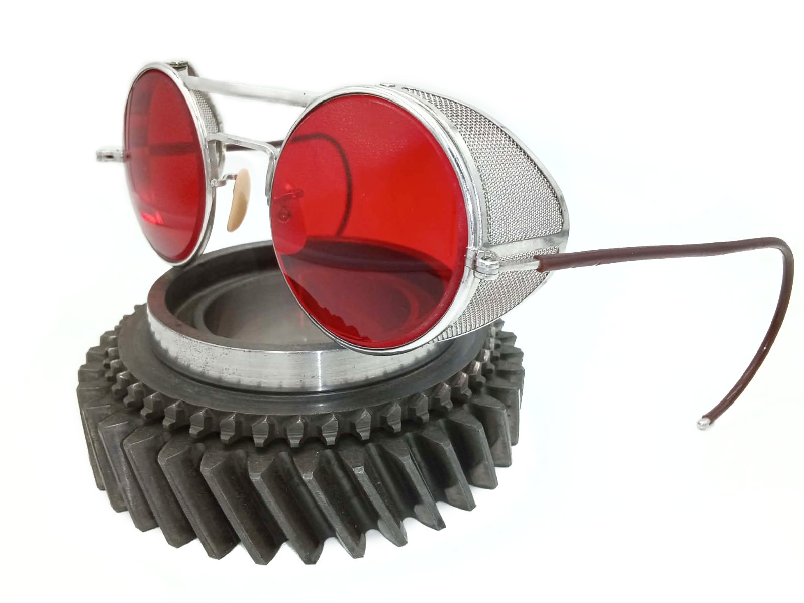 Antique WWII Red Rochester Optical Goggles Sunglasses Spectacles Vtg Old Glasses