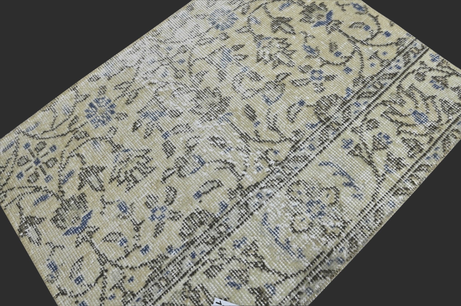 BEIGE Turkish Oushak Rug 2×2 Vintage Handmade Anatolian Small Doormat Kilim