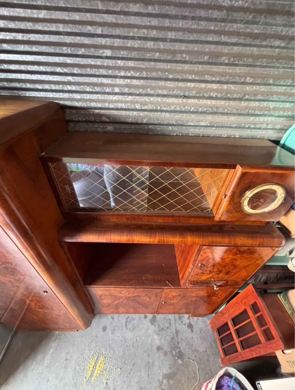 1930s Antique Art Deco Burl Wood Dresser
