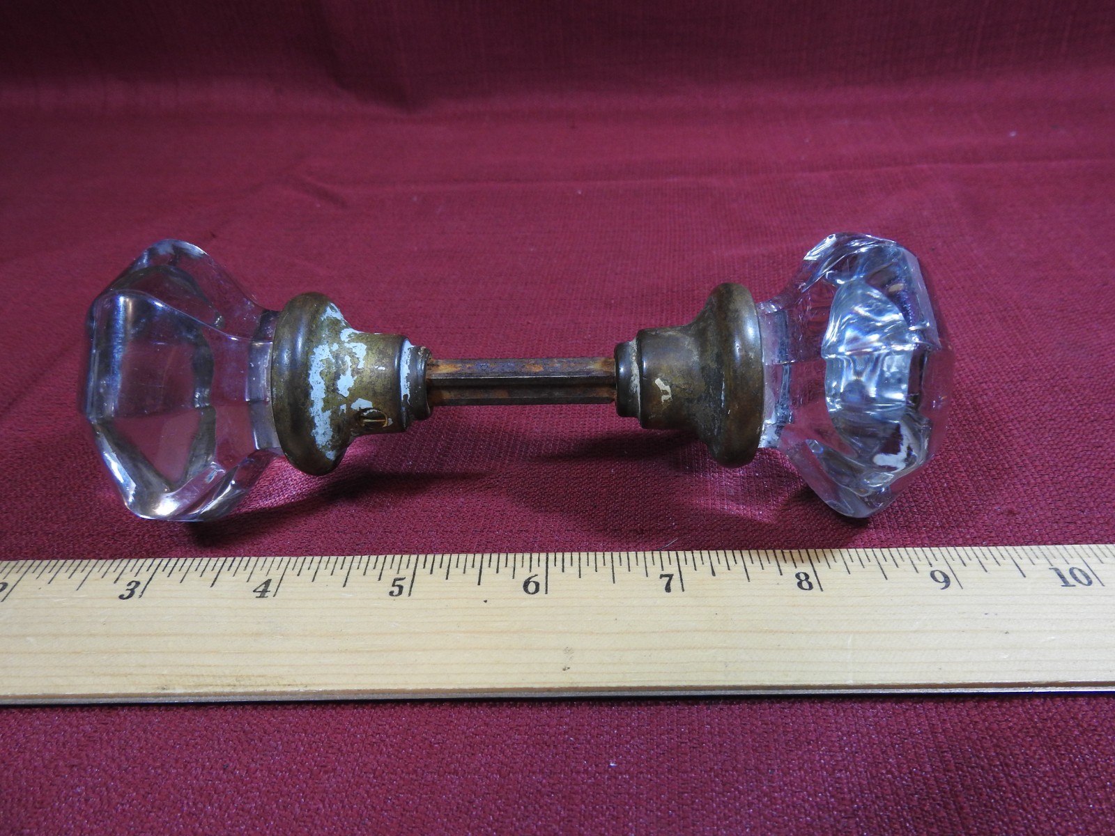 Vintage Glass Doorknobs 8 Point Lot Of 2 Knobs 1 Pair Home Accents
