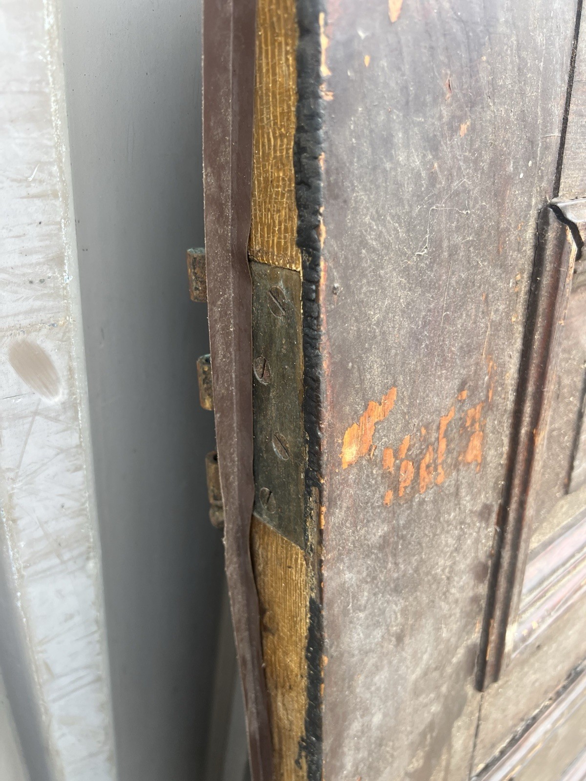 antique UNIQUE chestnut Dutch Door c1880 36”w x 84” high raised panel design