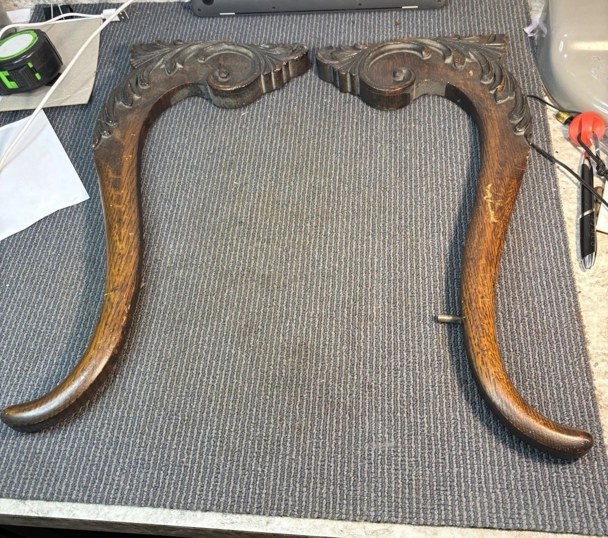 Antique ~ Salvage ~ Wood Mirror Arms Carving