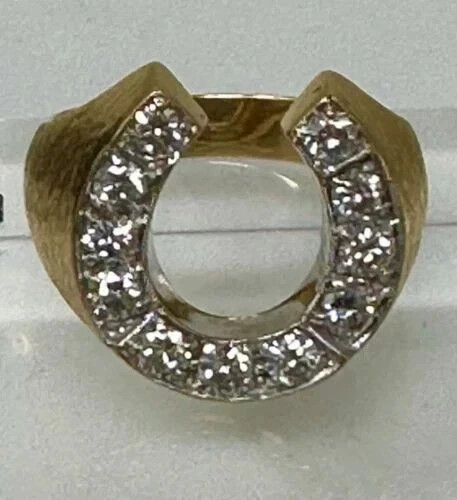 Men’s 1Ct Lab-Created Round Diamond Wedding Horseshoe Ring 14k YellowGold Plated