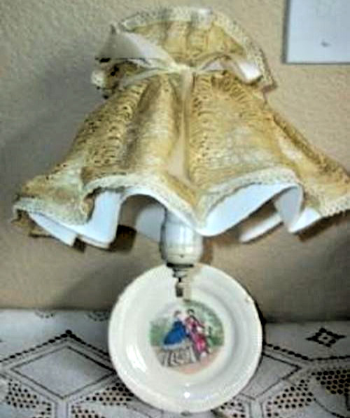 Cottagecore 1920s Wall Sconce Lamp Creamy Chippy Metal Porcelain Godey Lady