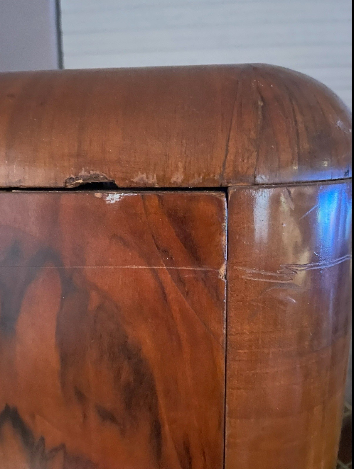 1930s Antique Art Deco Burl Wood Dresser