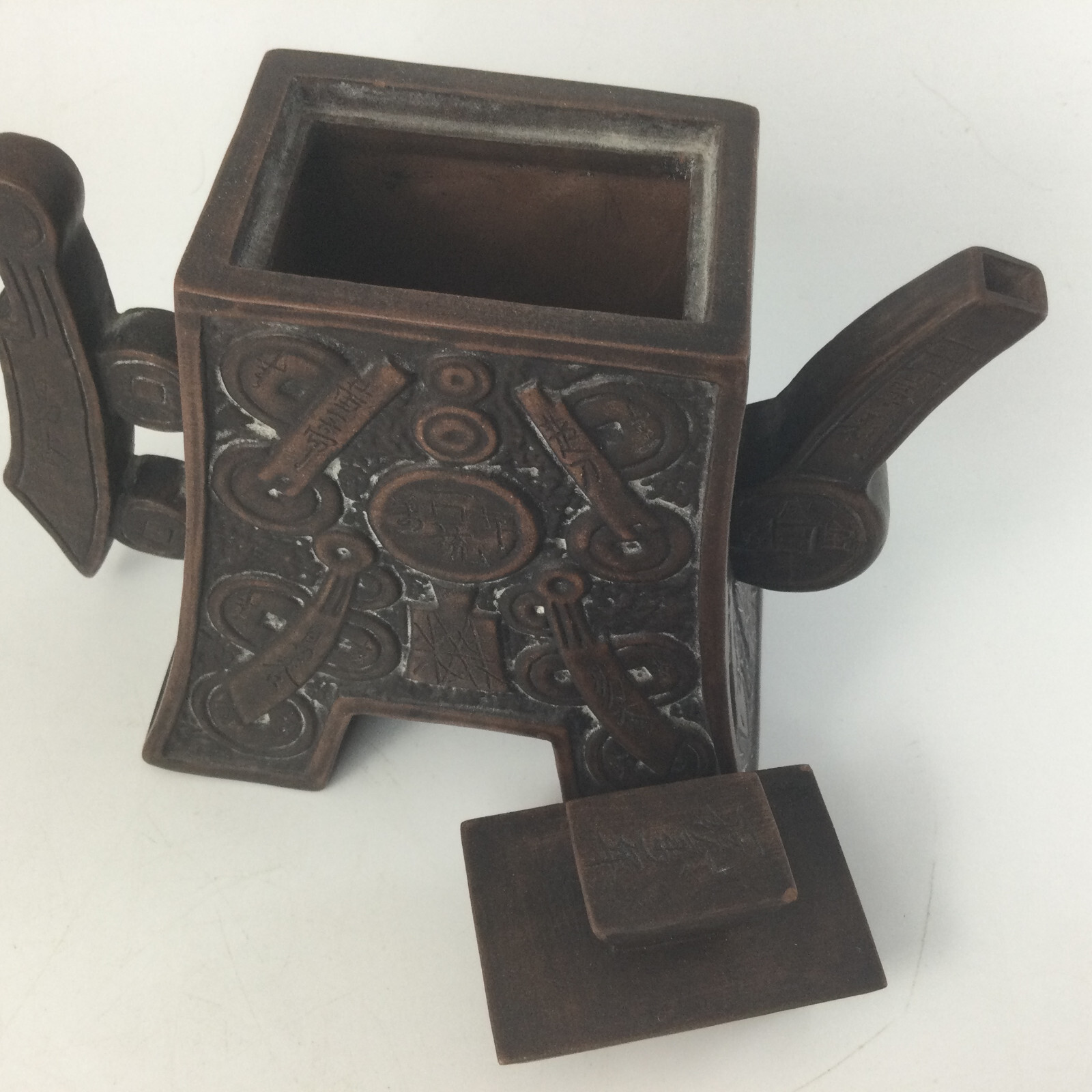 Vintage Decorative Brown Ceramic Clay Teapot Watchtower