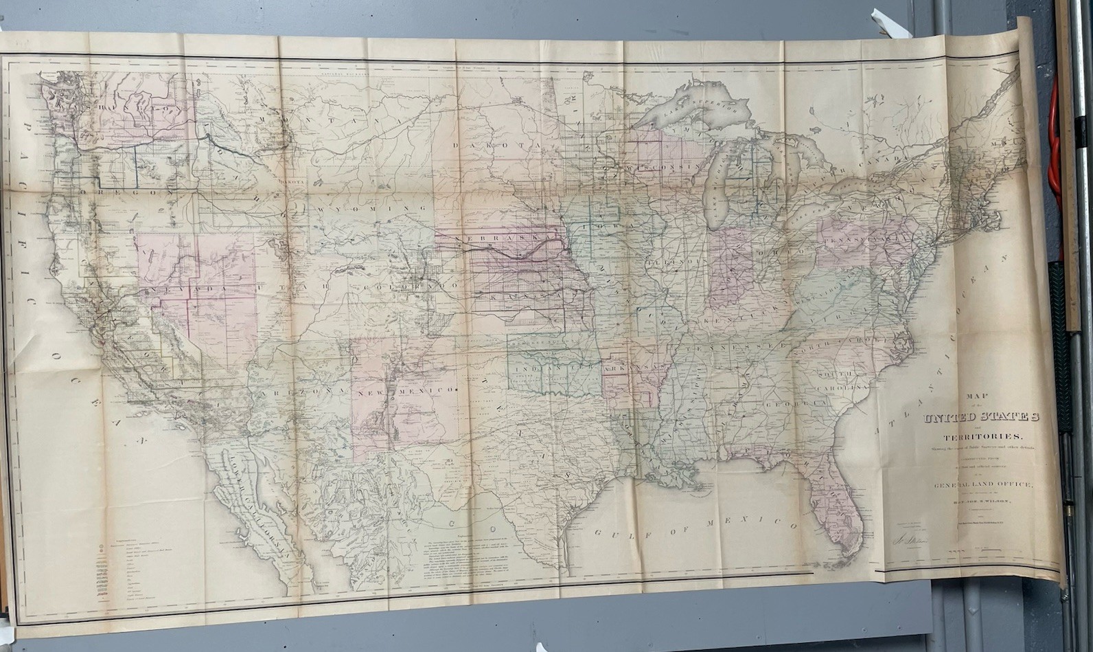 1865 Original General Land Office Map Of The United States And Territories