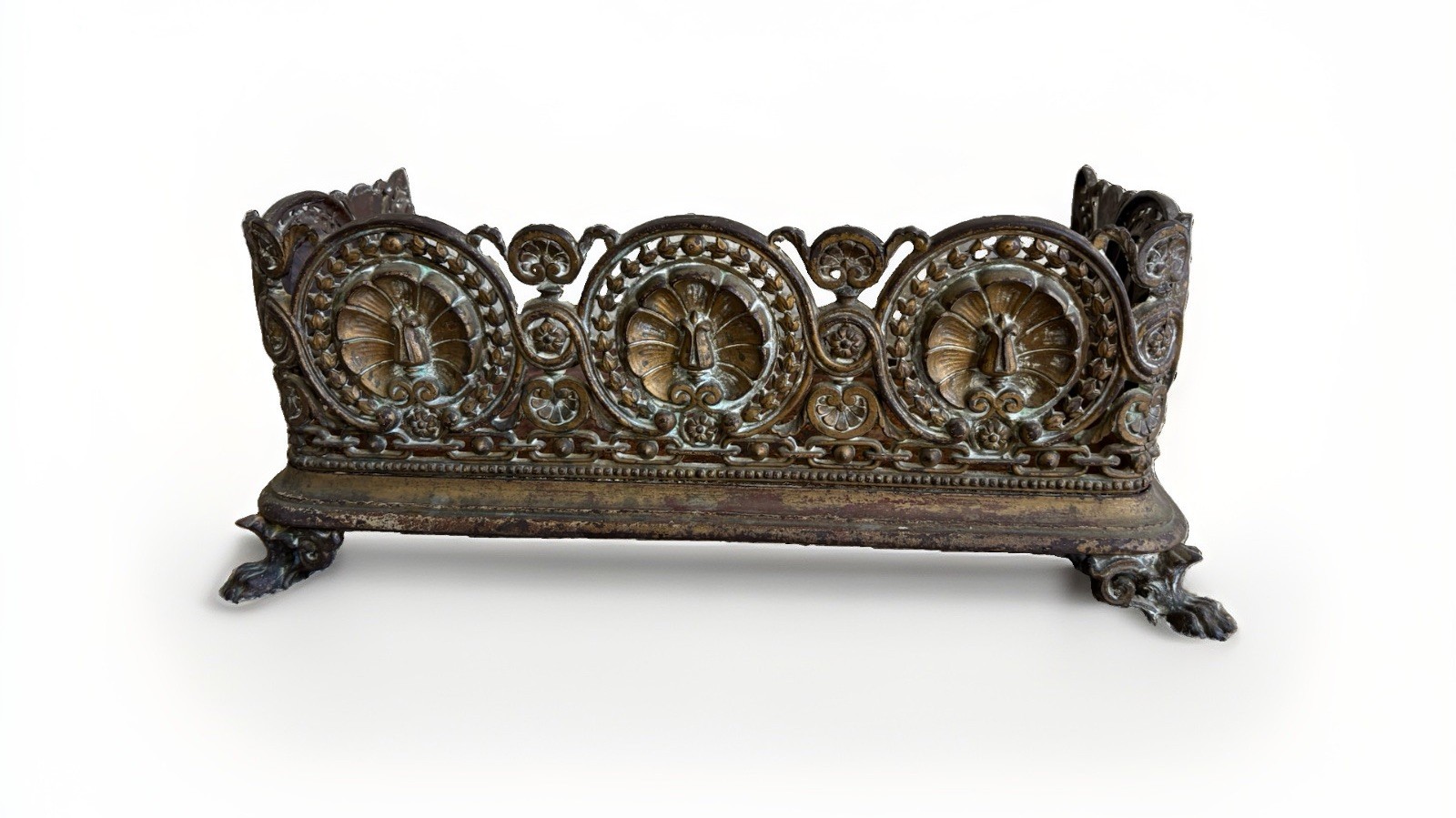 1800’s Cast Iron Ornate Railing Fireplace Guard Fender