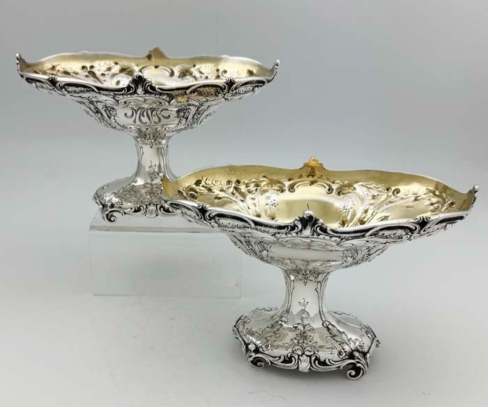 Pair Gorham ART NOUVEAU Special Order Sterling COMPOTES