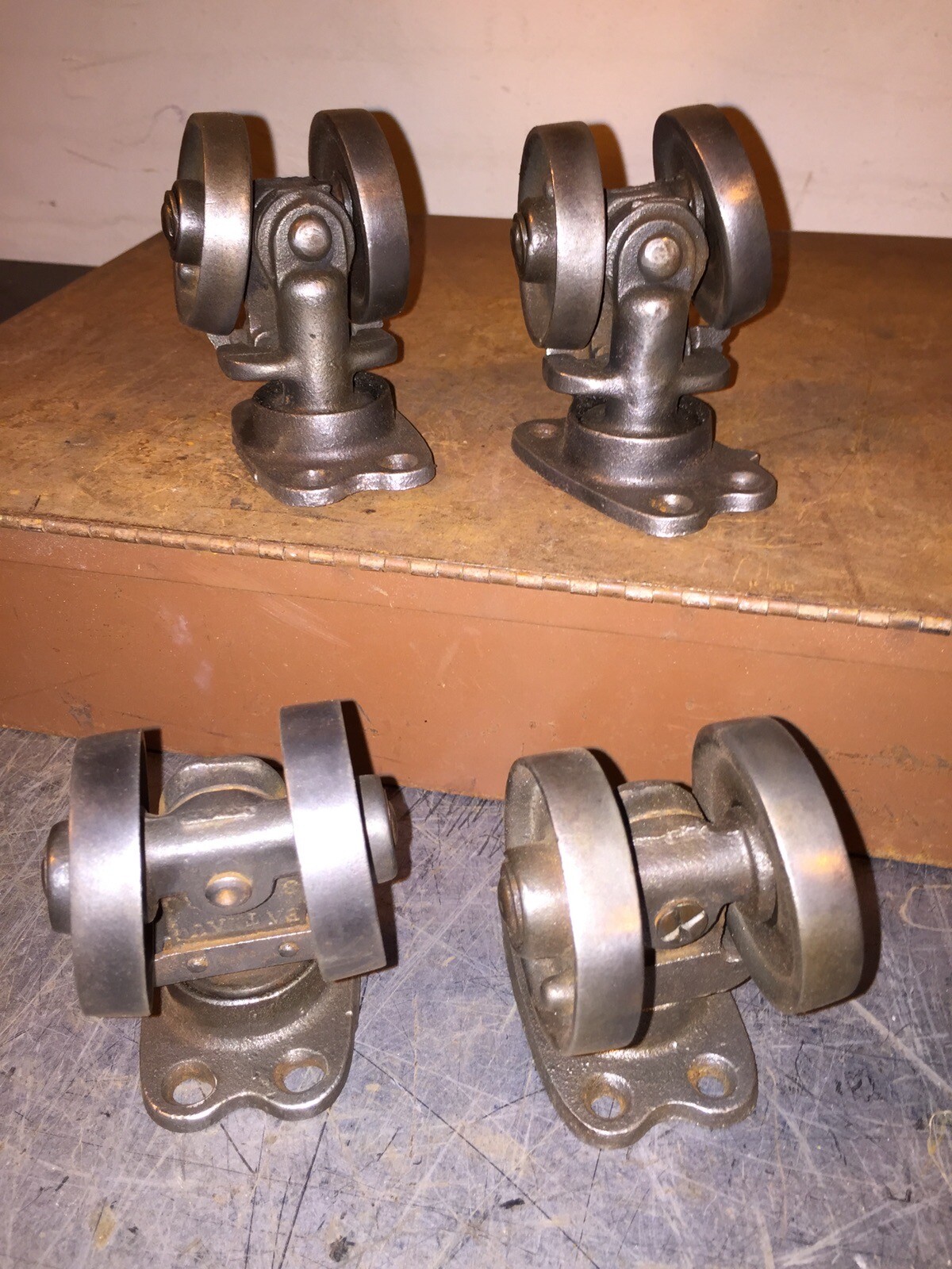 Vintage Cast Iron Double Wheel Casters Seller Refurbished 2-3/8” Working Height
