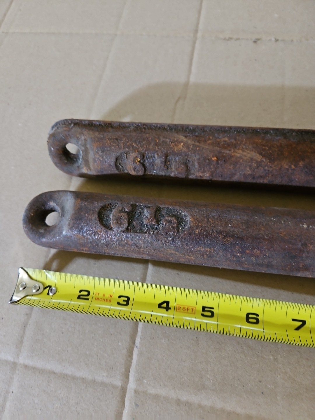 1 Pair Lot Antique 14.5″ Long cast iron window sash weights Marked 6-12 Vintage