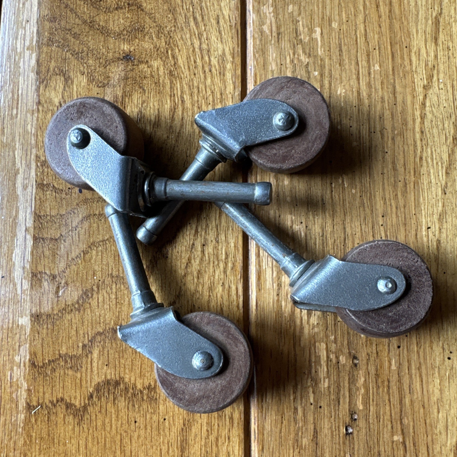 Lot of 13 Antique Vintage Wooden Wheel Furniture Stem Castors w/ Sockets Salvage
