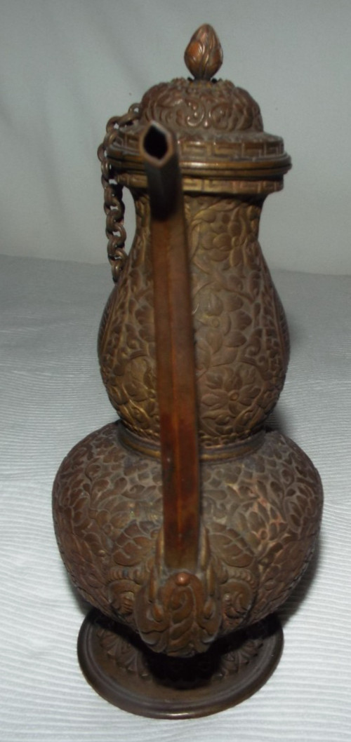VERY RARE ANTIQUE TIBETAN TEAPOT 7.5″ TALL READ!!!!