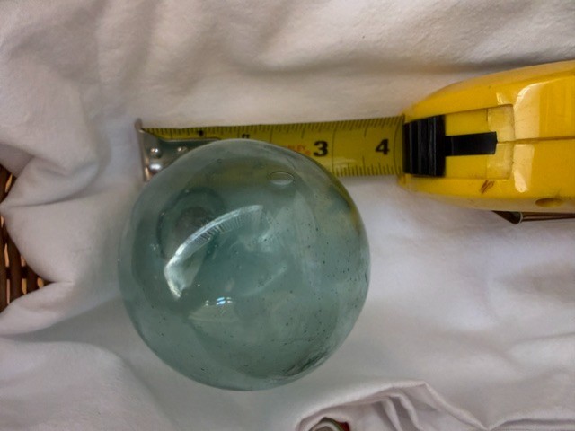 4 Vintage Hand Blown Heavy Glass Fishing Net Floats Aqua/Blue/Green 100 yrs old