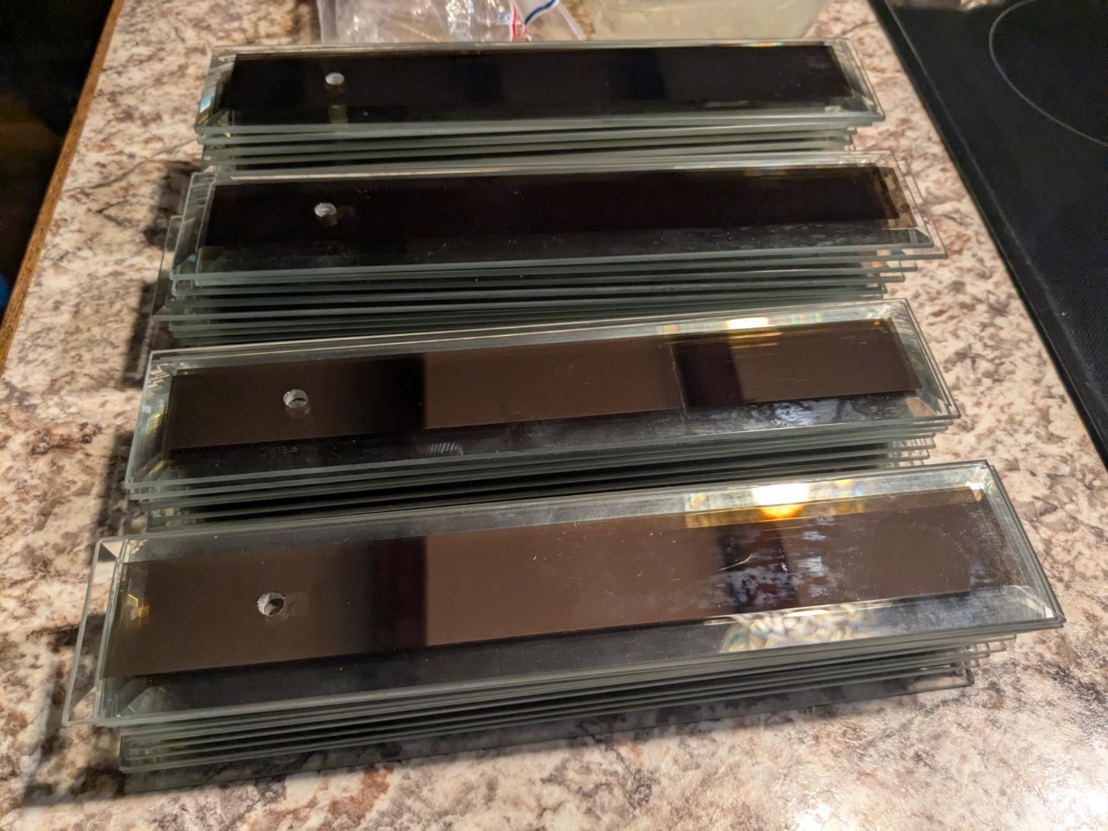 Hollywood Mid Century Mirror Prism Chandelier Ceiling Light Fixture NOS Rare
