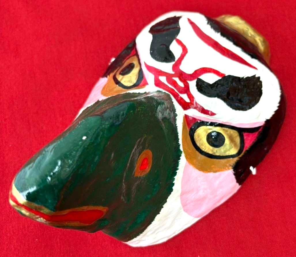 Vintage Japanese Papier-Mache Karasu Tengu Mask H36×W20×D18cm Yokai Talisman