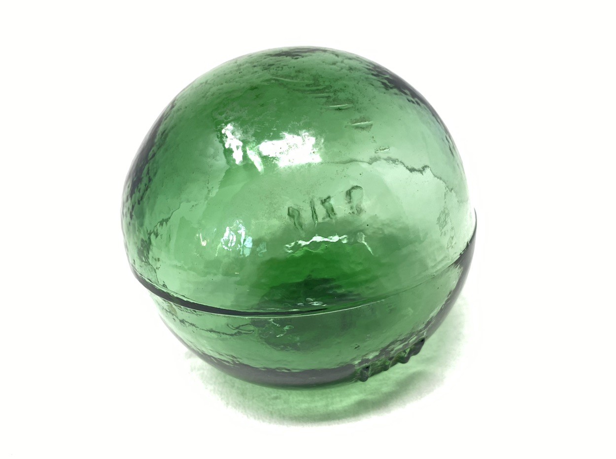 Vintage Japanese Glass Fishing Float 4 Hash IIII Marks Blown Glass 3.5”