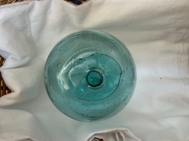 4 Vintage Hand Blown Heavy Glass Fishing Net Floats Aqua/Blue/Green 100 yrs old