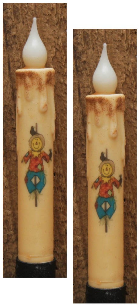 Set of 2 Primitive SCARECROW TIMER Taper Candles
