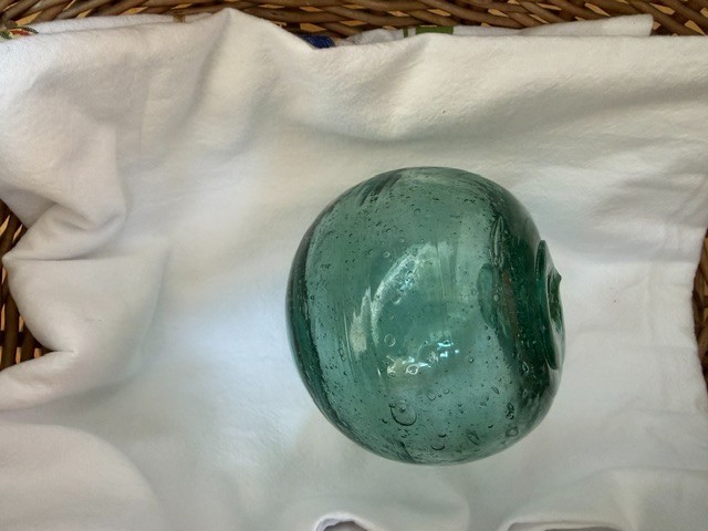 4 Vintage Hand Blown Heavy Glass Fishing Net Floats Aqua/Blue/Green 100 yrs old