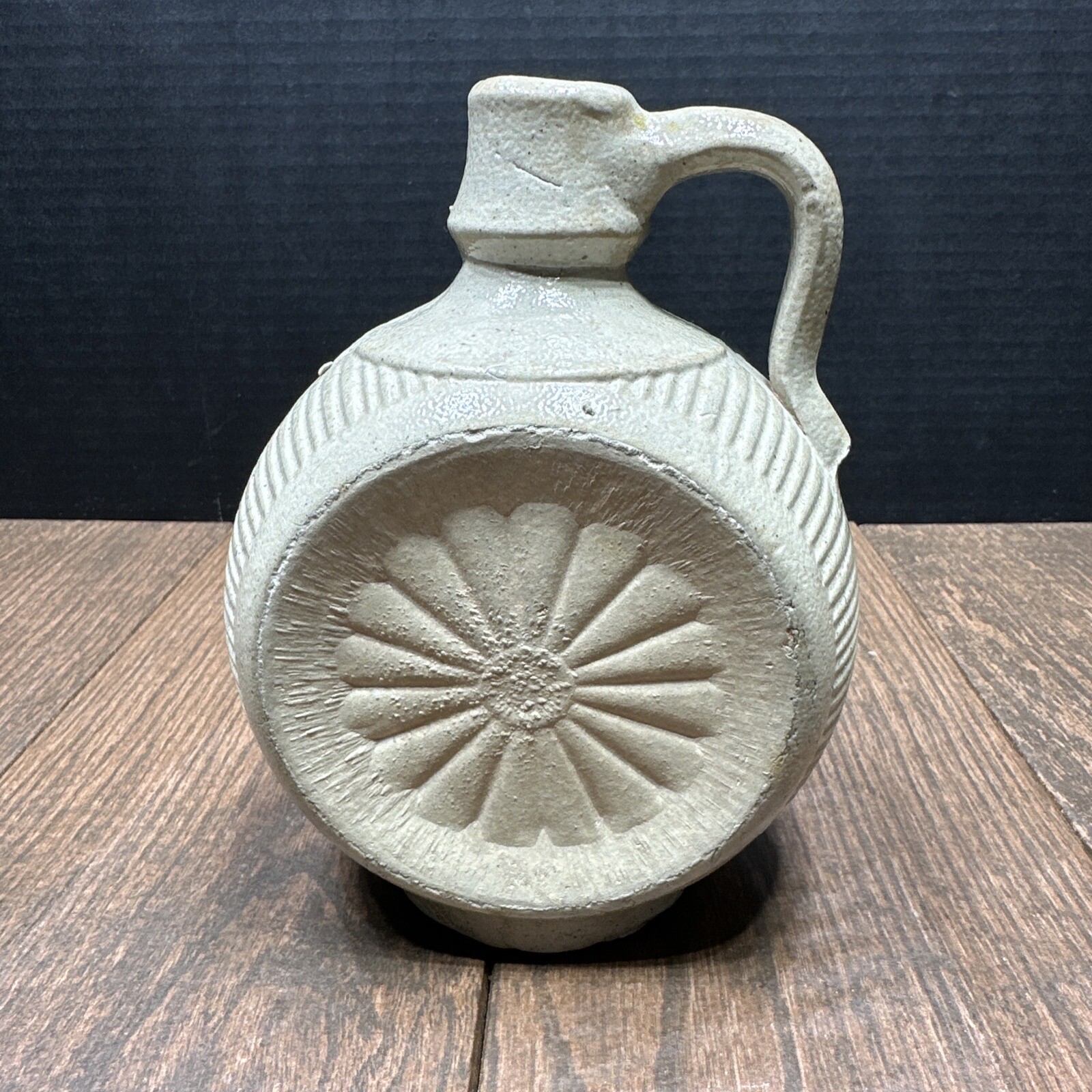 Antique Salt Glazed Stonewear Whiskey Canteen Jug Pat. Aug. 11, 1891 Primitive