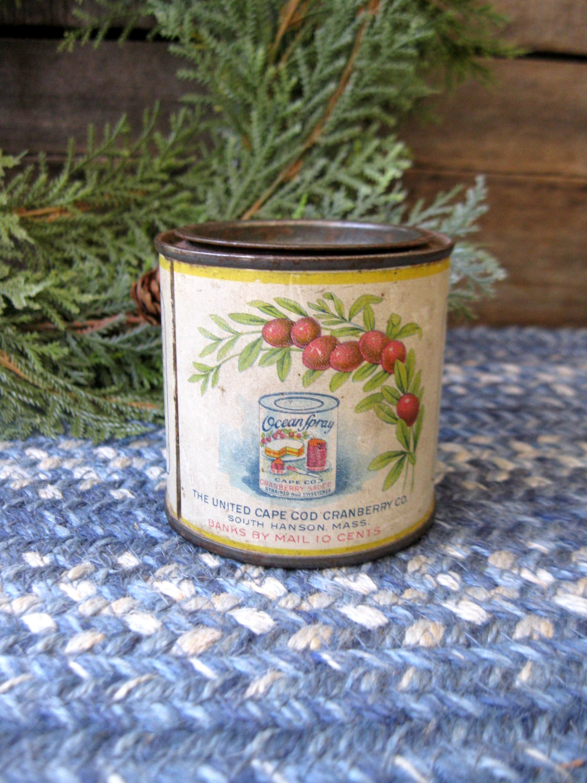 Small Antique Tin Bank Ocean Spray Cranberry Sauce